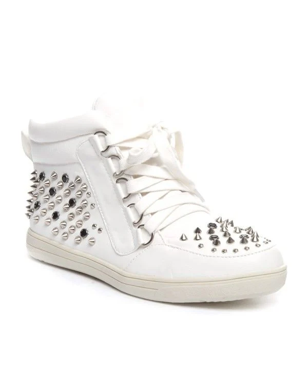 Chaussure femme Cocoperla: Basket cloutée blanc