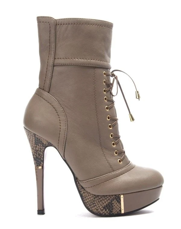 Chaussures femme Like You: Botte à talon taupe