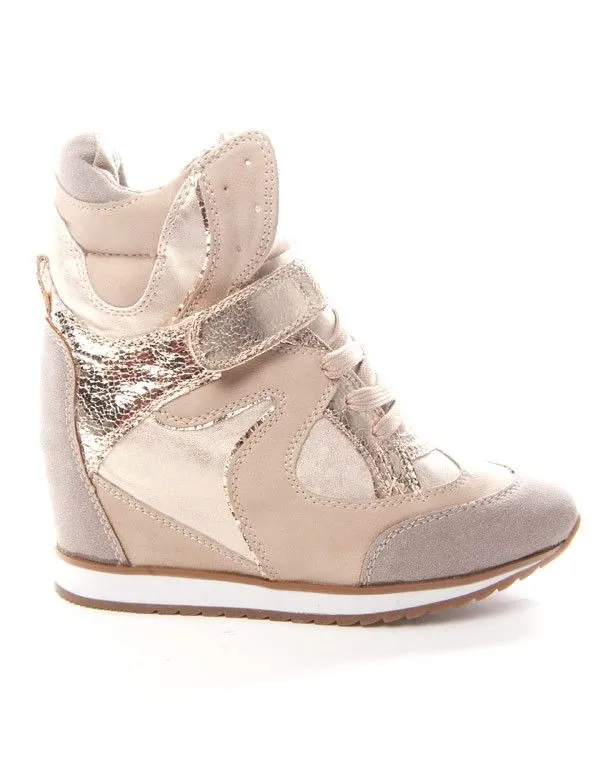 Chaussures femme Sinly: Basket compensée - beige