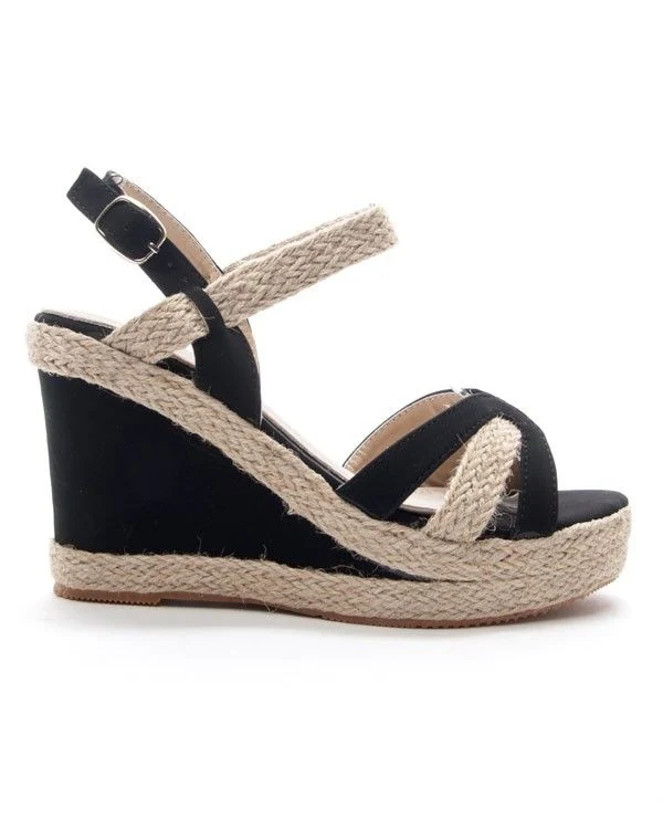 Chaussures femme Style Shoes: Sandale compensée noir