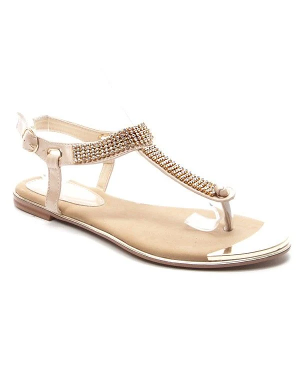 Chaussures femme Style Shoes: Sandales à strasses - beige