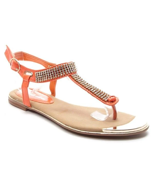 Chaussures femme Style Shoes: Sandales à strasses - corail