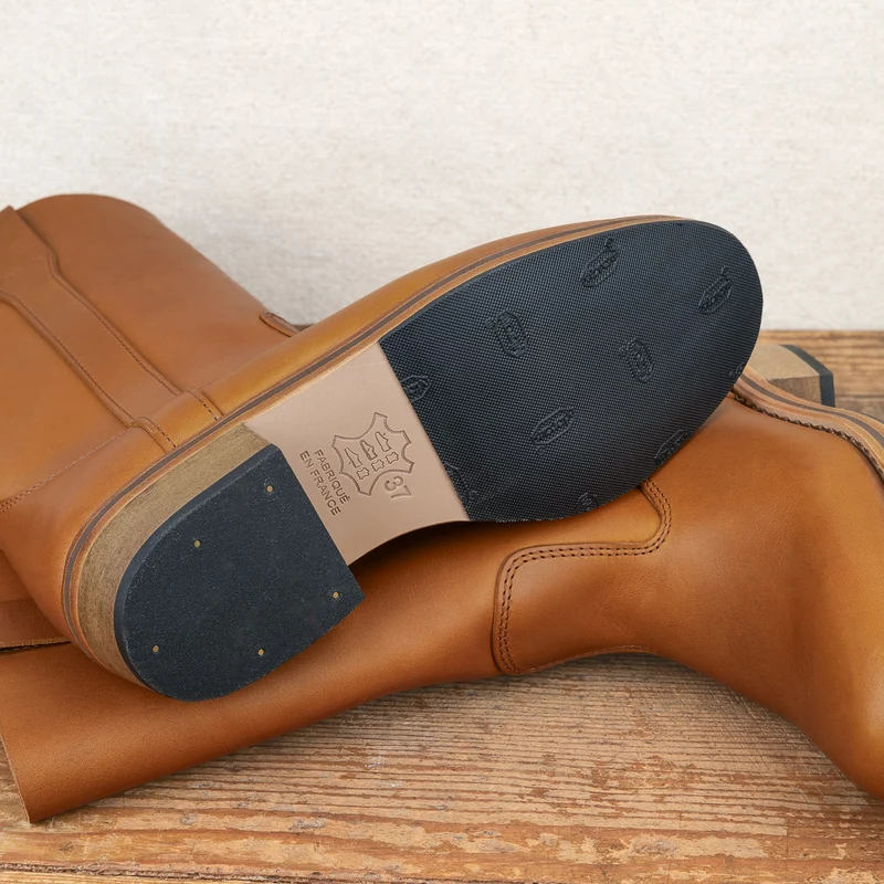 Bottes Camarguaises en cuir naturel