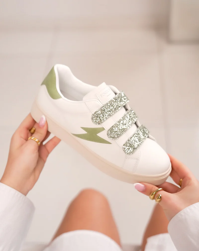 Basket FINDLAY femme blanche et vert pastel