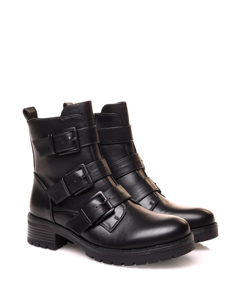 Bottines noires à sangles multiples