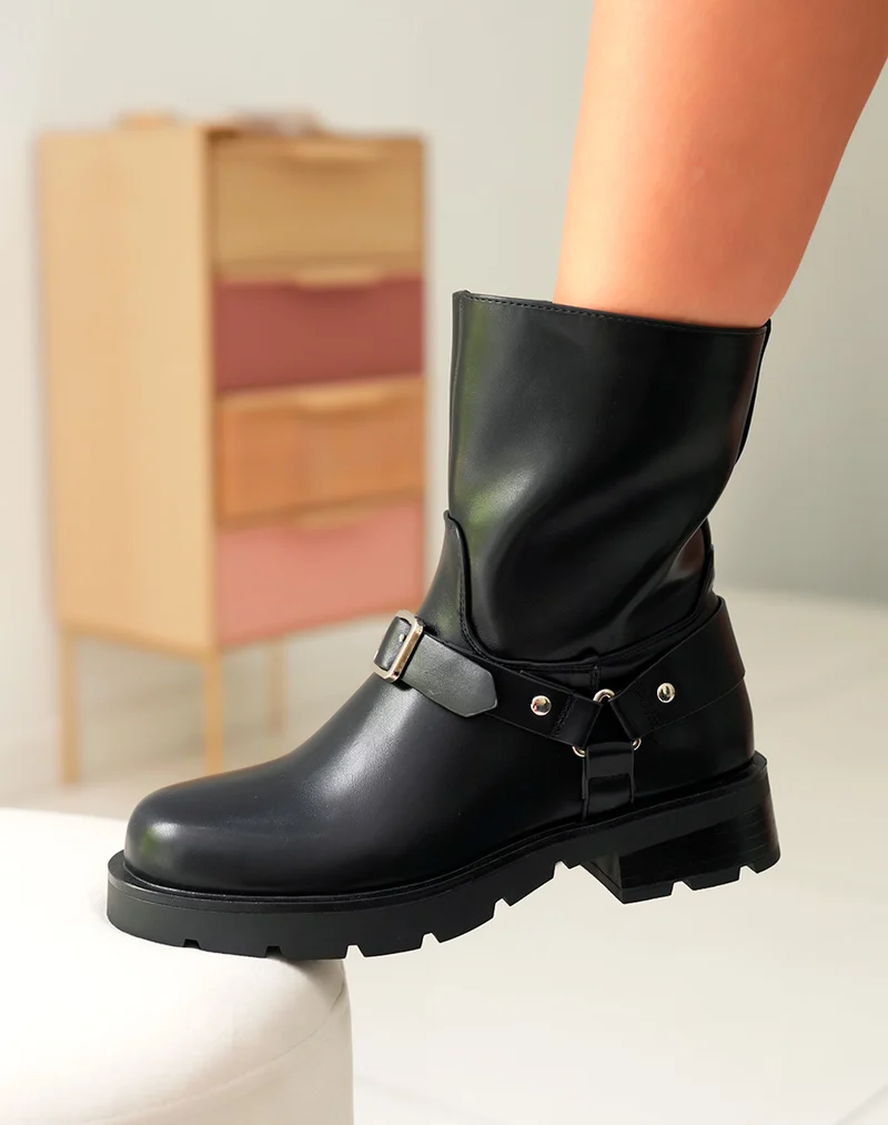 Bottines Noires avec Détails Argentés pour Femme