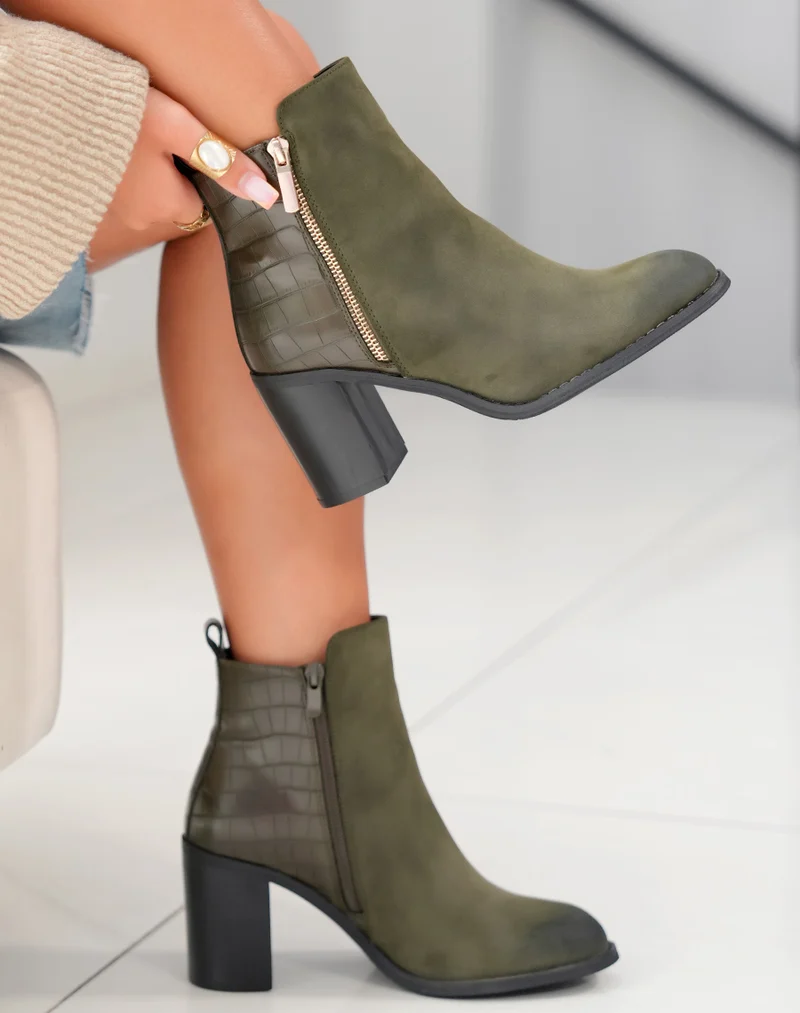 Bottines Kaki Bi-Matière : Une Ode à la Modernité