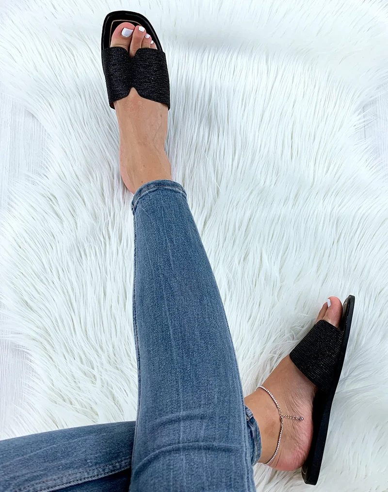 Mules noires pailletées