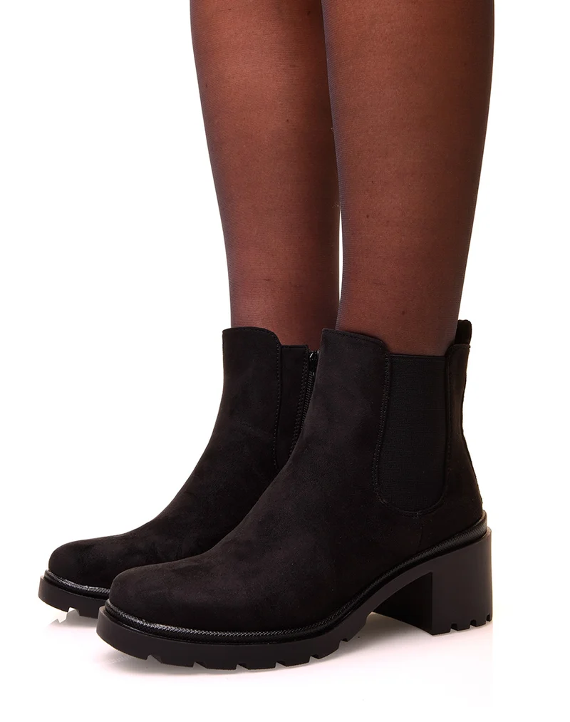 Chelsea boot noires en suédine à semelle crantée
