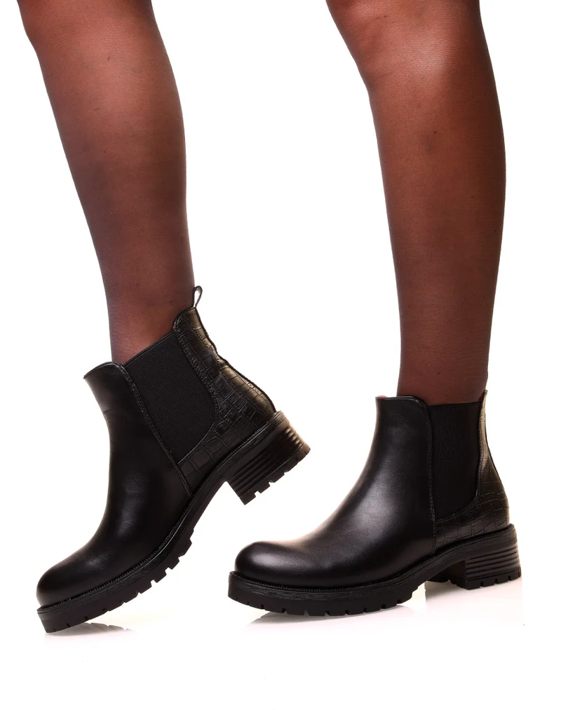 Chelsea boots noires avec élastique bi-matières