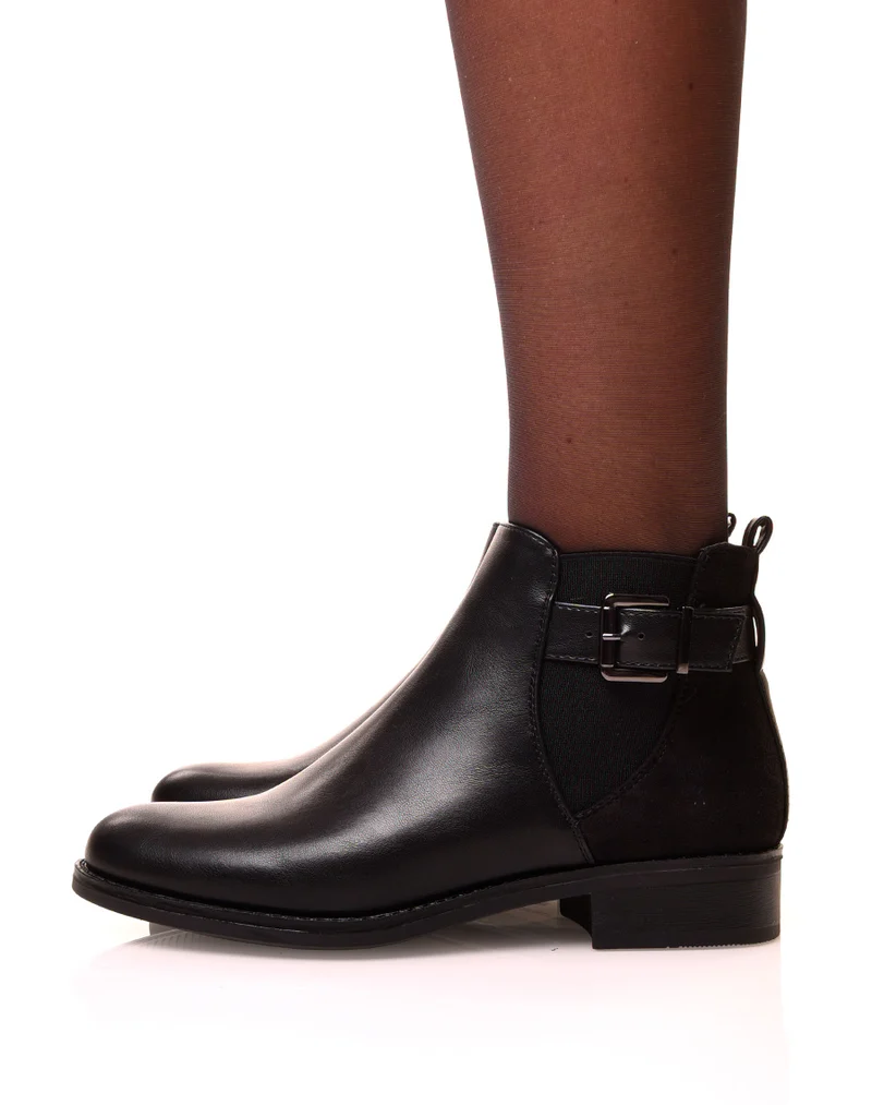 Bottines noires bi-matières