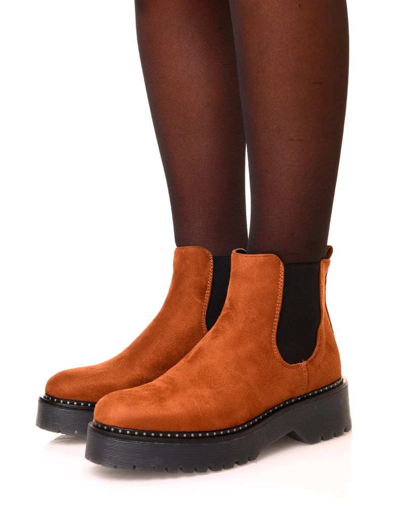 Chelsea boots camelles en suédine