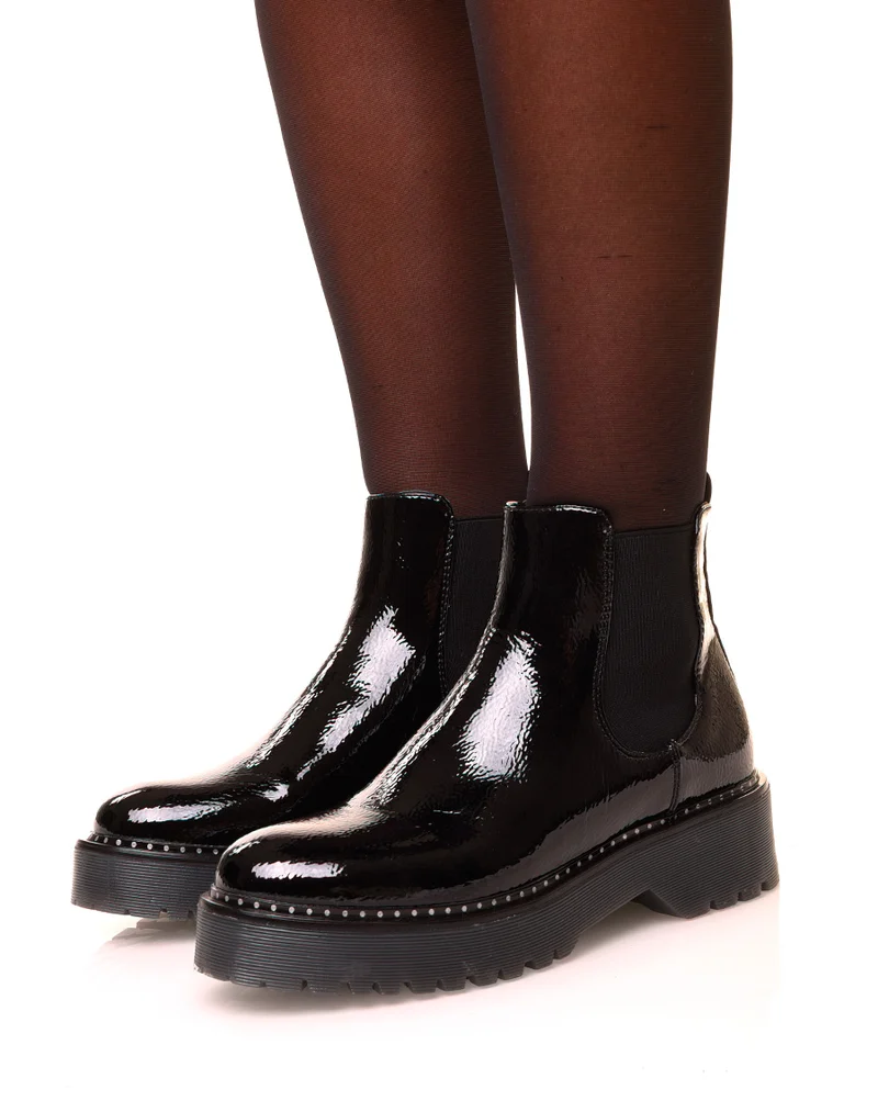 Chelsea boots noires vernies