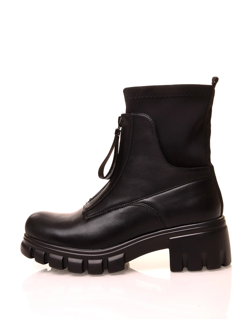 Bottines noires à zip effet chaussette