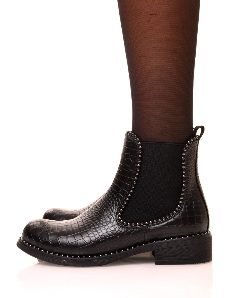 Chelsea boots noir effet python