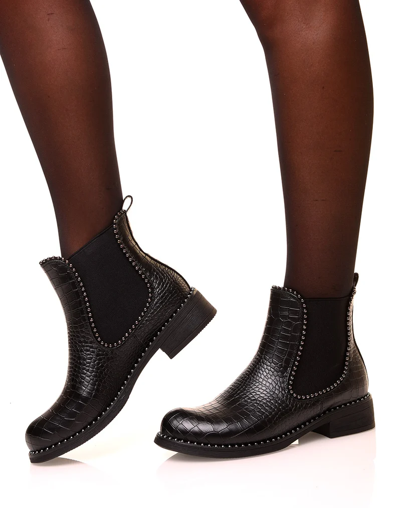 Chelsea boots noir effet python