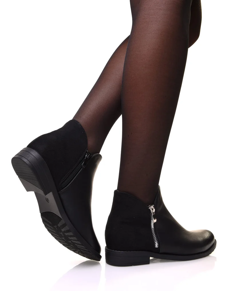 Bottines noires bi matières basses