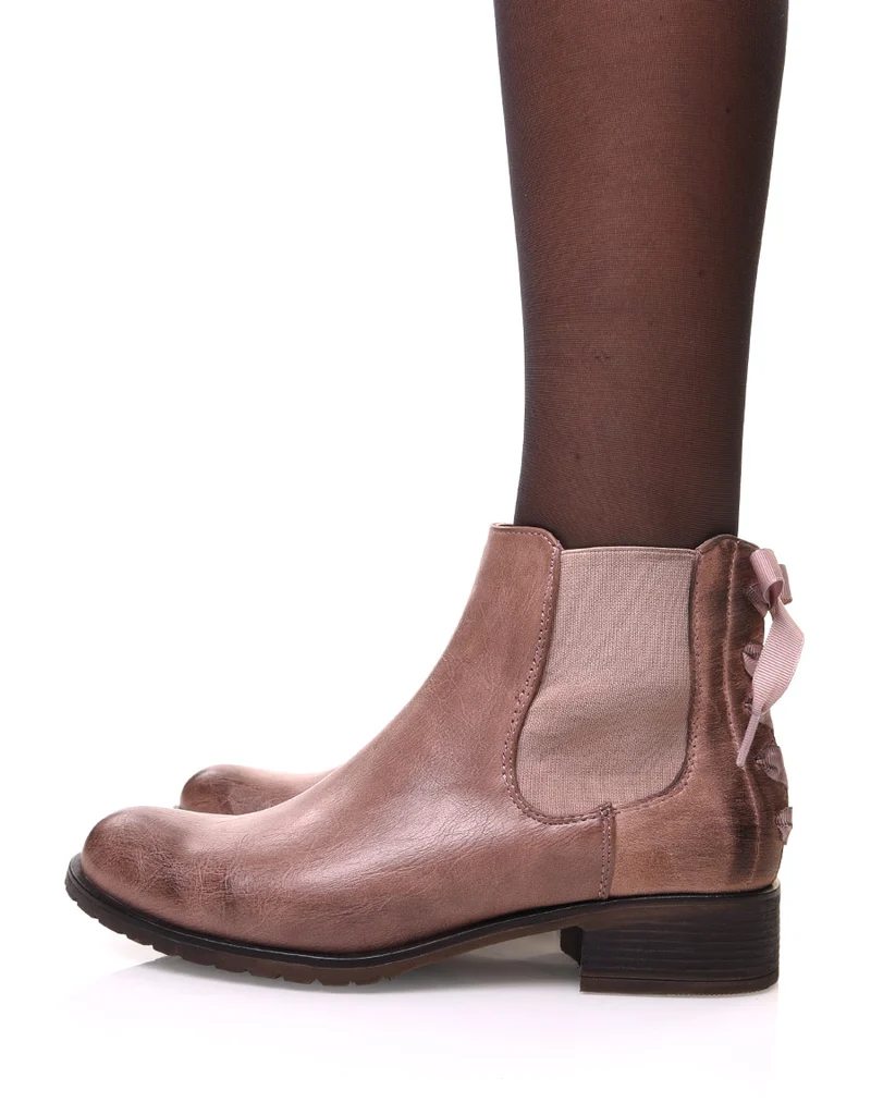 Chelsea boots roses à noeud