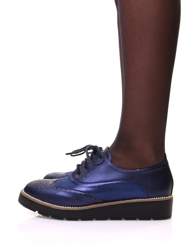 Derbies bleues bi matières