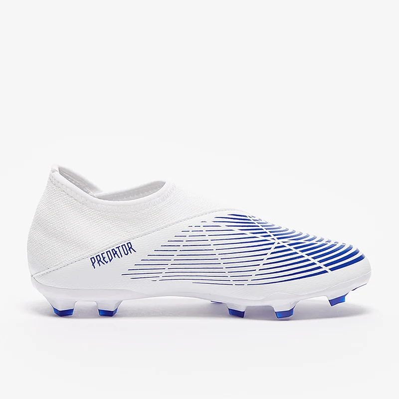 adidas Enfant Predator Edge.3 Laceless FG - Blanc/Bleu Hi