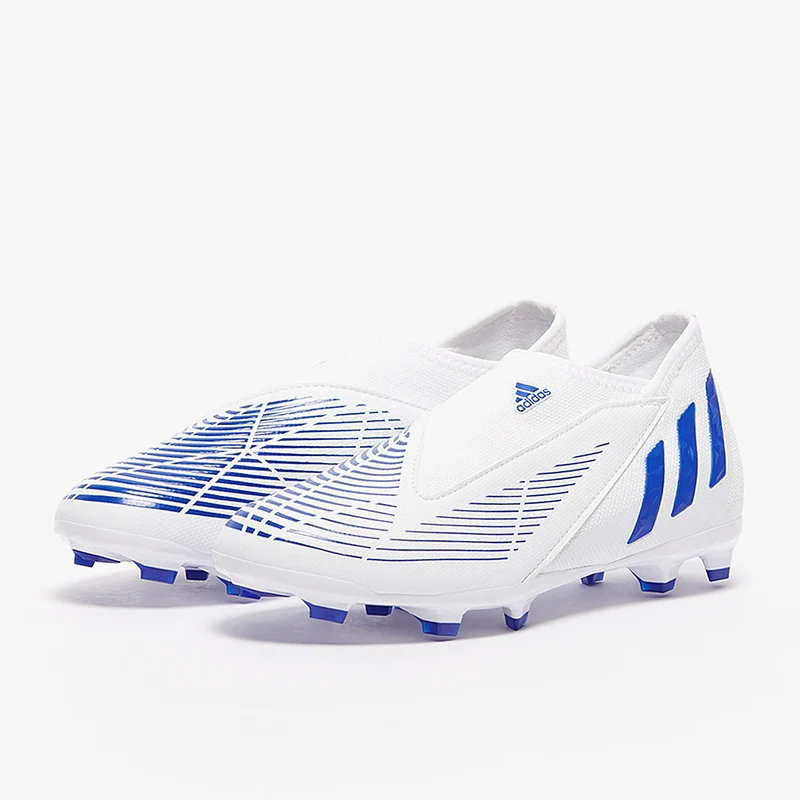 adidas Enfant Predator Edge.3 Laceless FG - Blanc/Bleu Hi