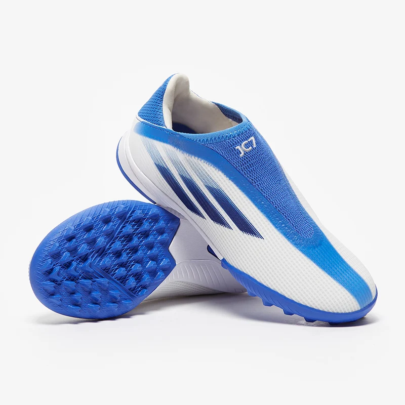 adidas Enfant X Speedflow.3 Laceless TF - Blanc/Indigo/Bleu Hi