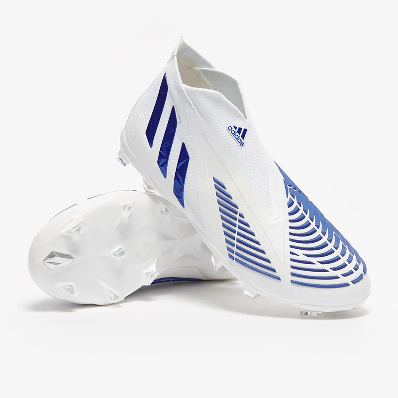 adidas Enfant Predator Edge+ FG - Blanc/Bleu Hi