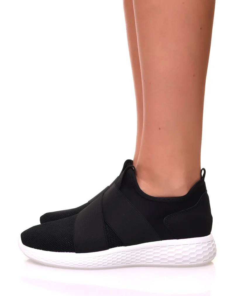 Baskets effet chaussette en toile noire pailletée