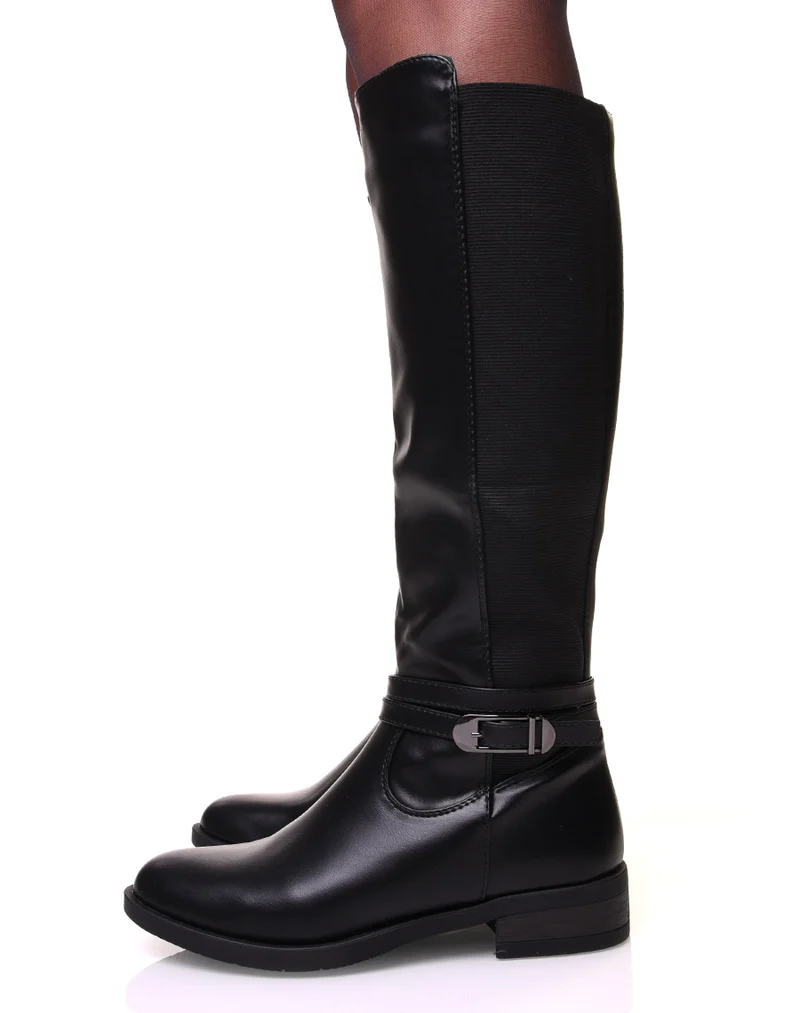 Bottes noires élastique avec un détail argenté