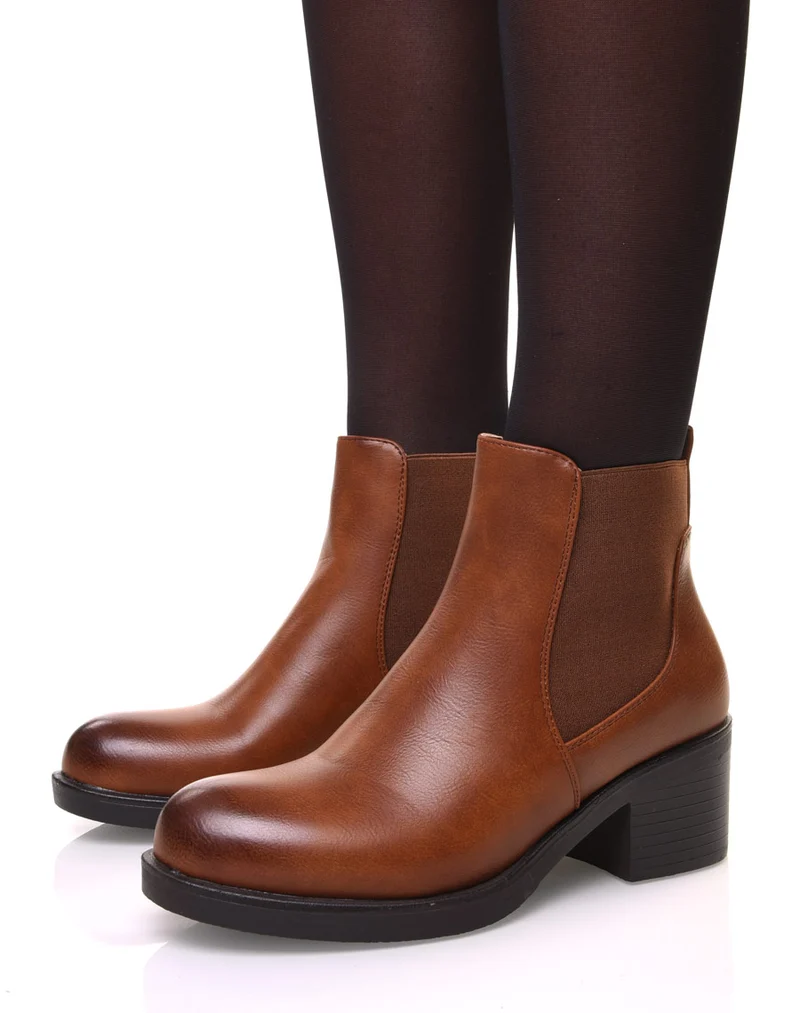Chelsea boots camel à talon