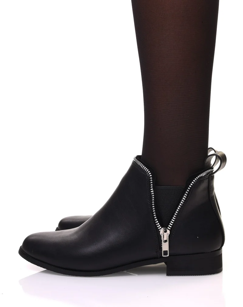 Chelsea boots noirs avec détails fermeture éclaire