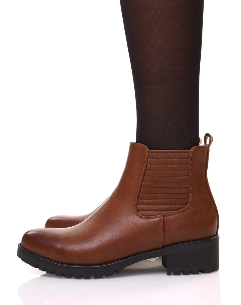 Chelsea boots camel à talons