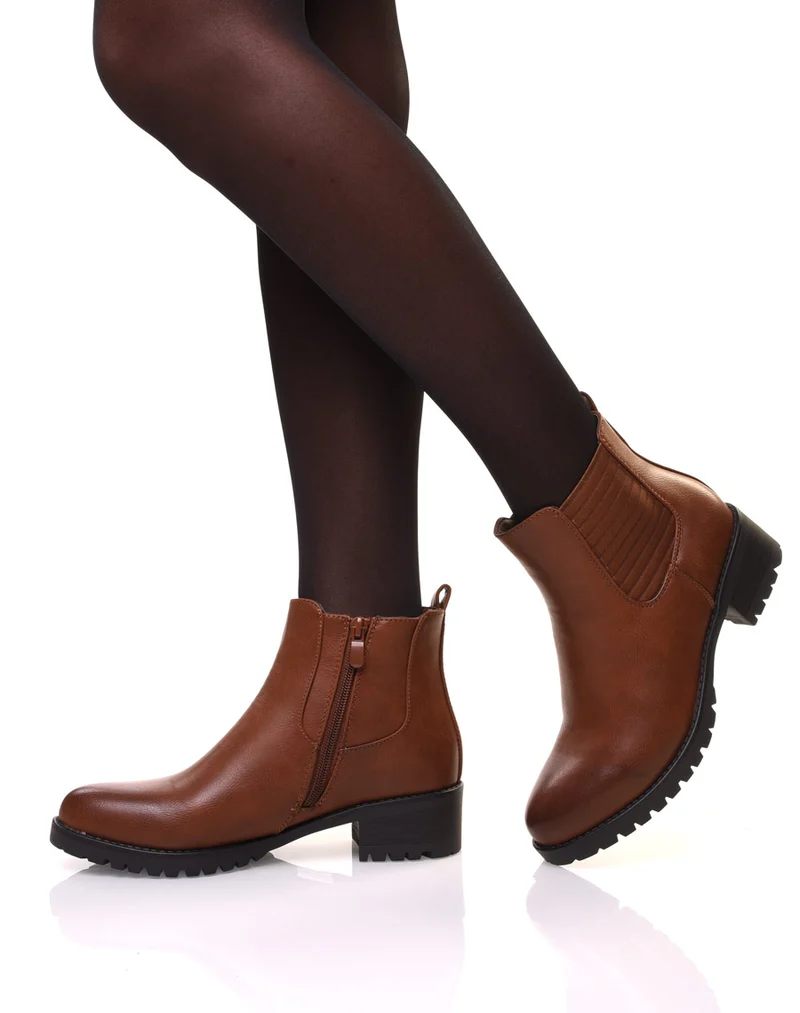 Chelsea boots camel à talons