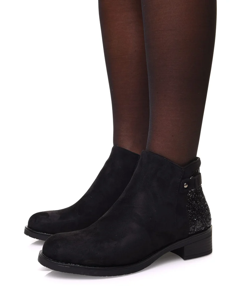 Bottines noires en suédine avec paillettes à l’arrière
