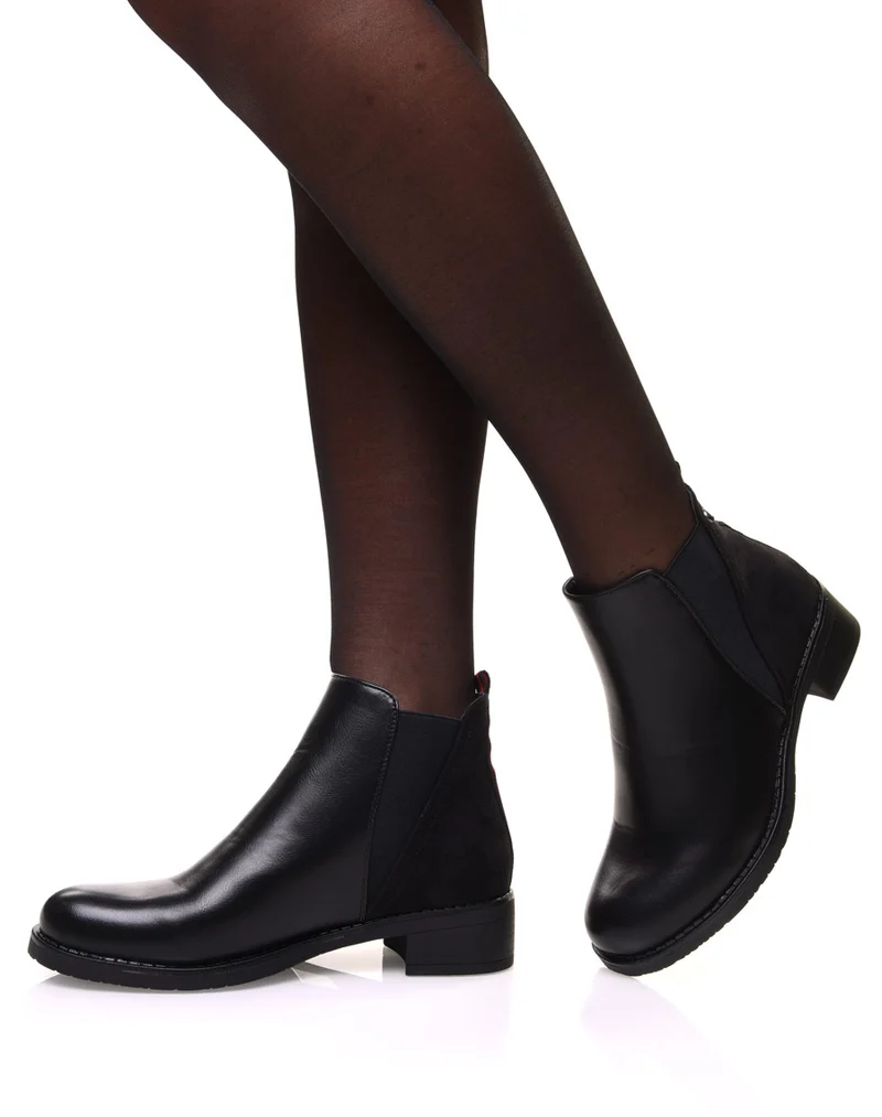 Bottines noires avec élastique bicolore à l’arrière