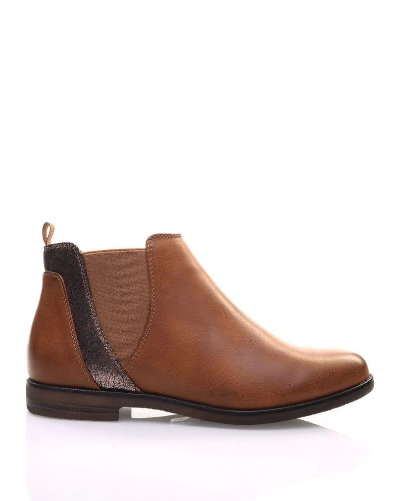 Bottines camel plates métallisées