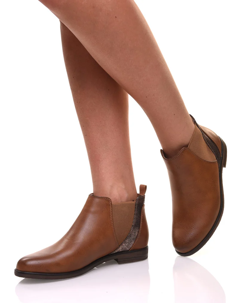 Bottines camel plates métallisées