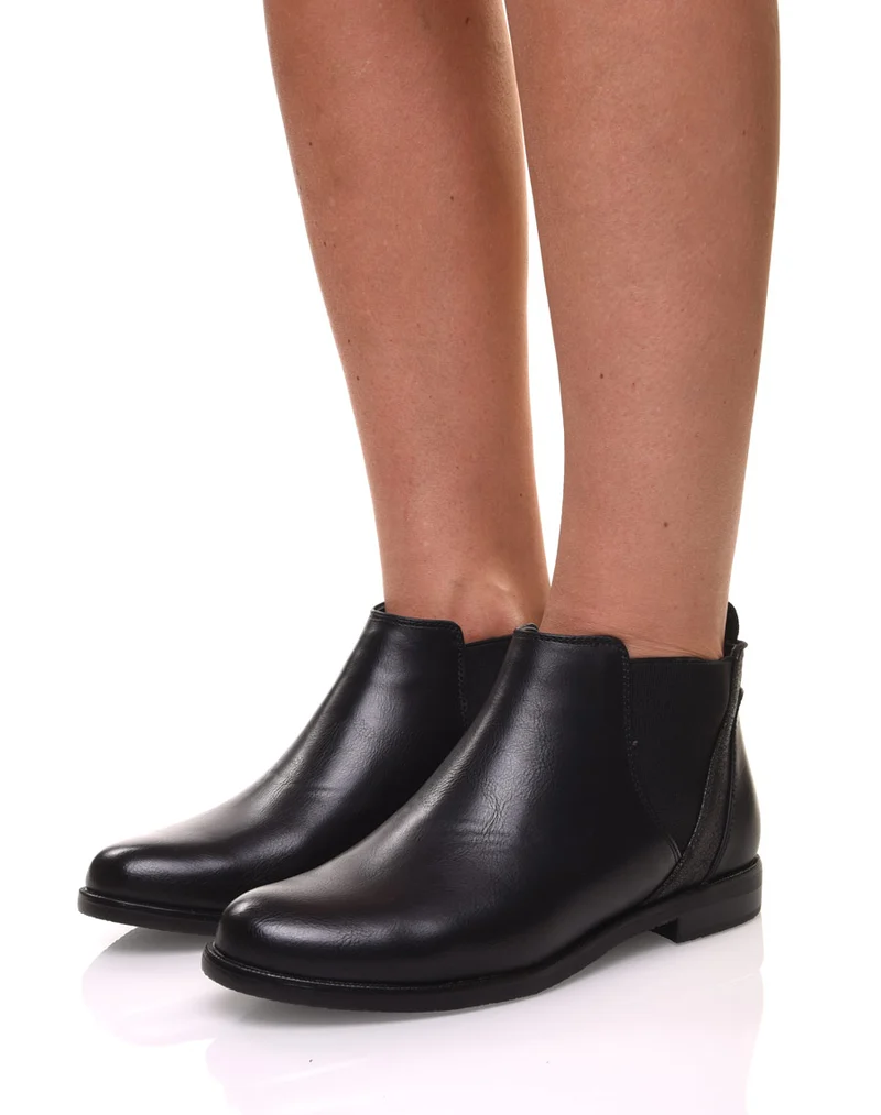 Bottines noires plates métallisées
