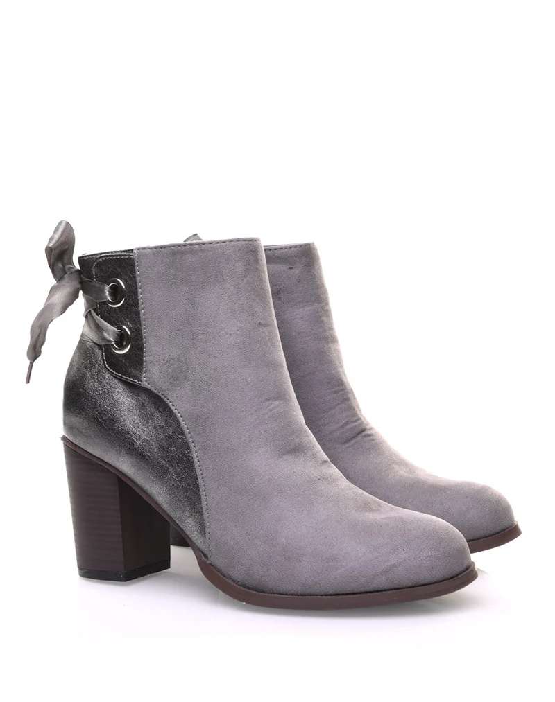 Bottines grises irisées à noeud