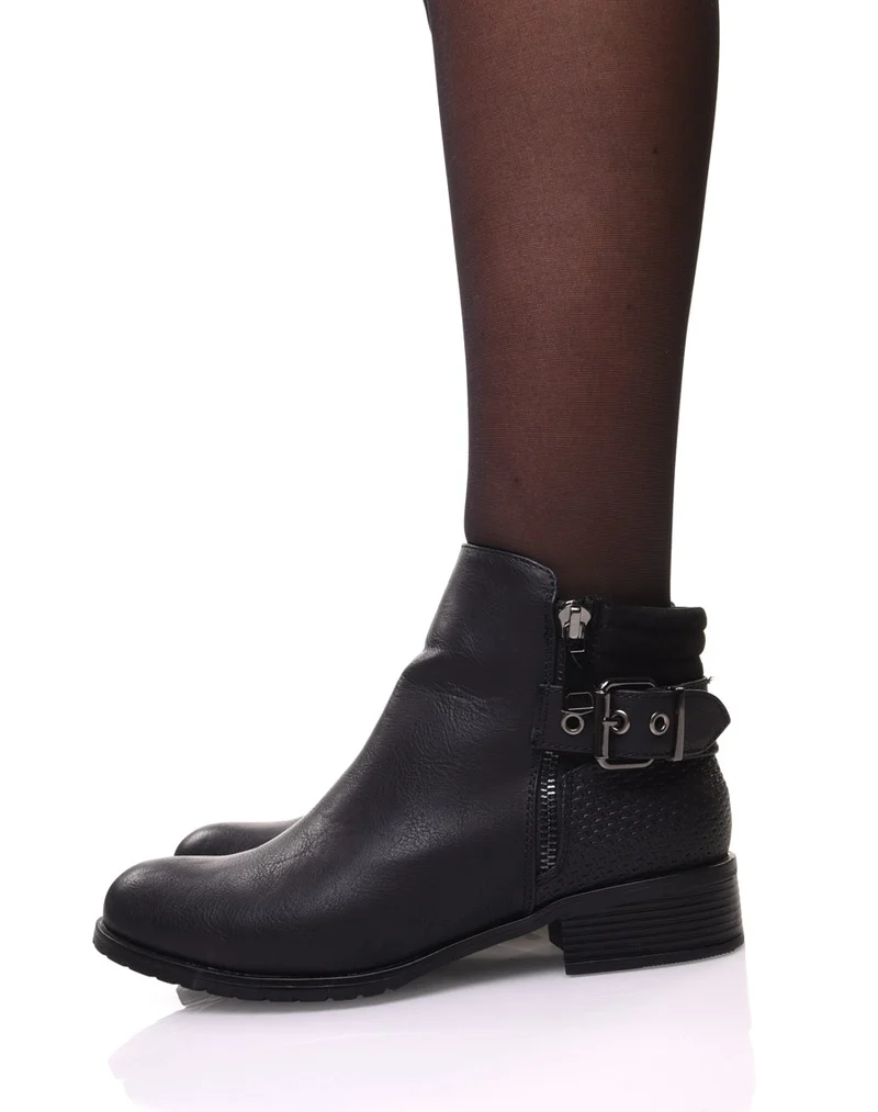 Bottines noires à talons et fermetures zippées
