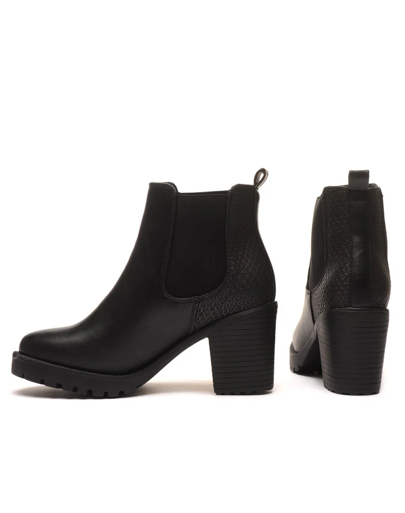 Bottines crantées noires imprimés python