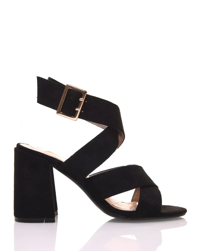 Talons en suédine multi-lanières noires