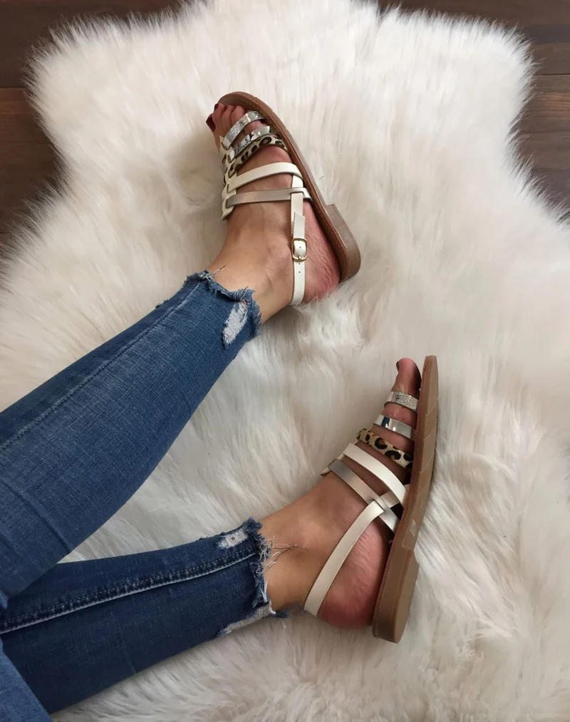 Nu-pieds multi-lanières blancs