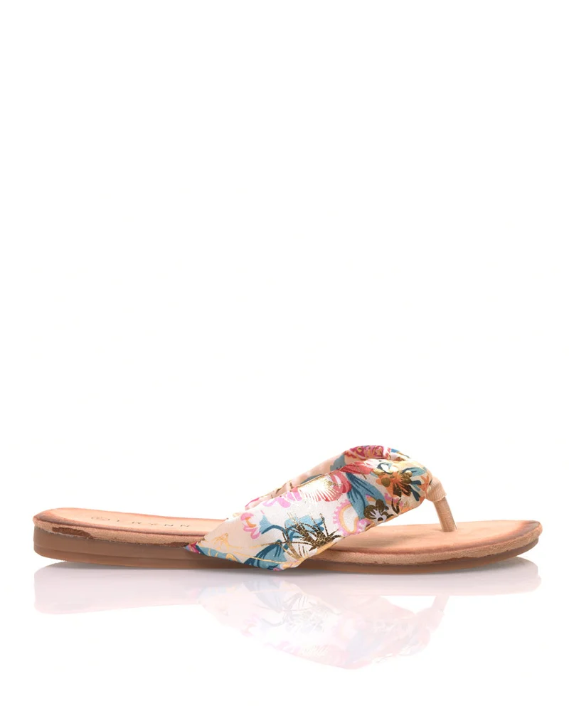 Nu-pieds à grosse lanière à fleurs