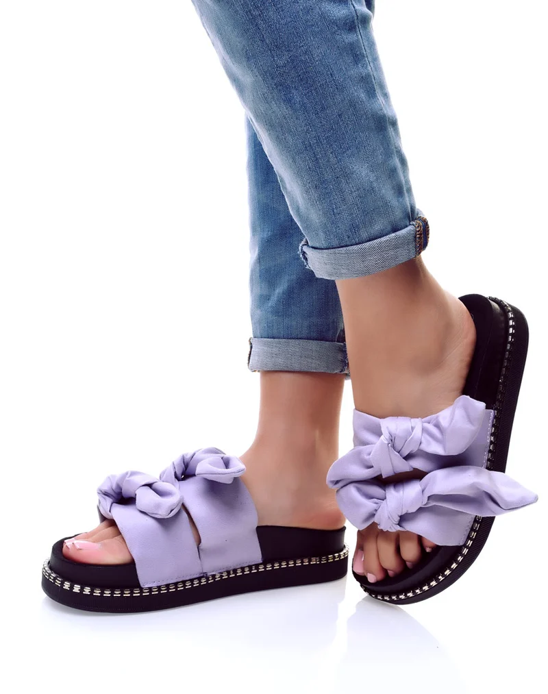 Mules avec n?ud mauves