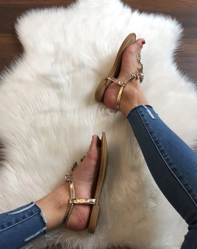 Nu pieds détail strass bijou champagne