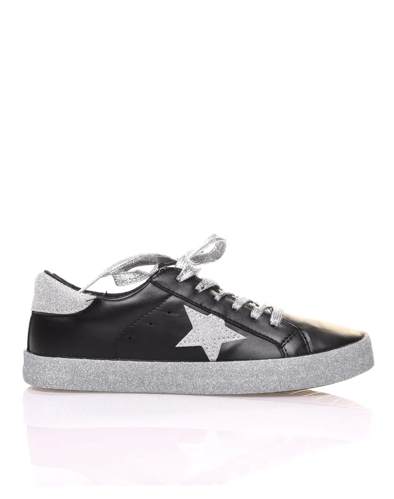 Sneakers noires à paillètes grises