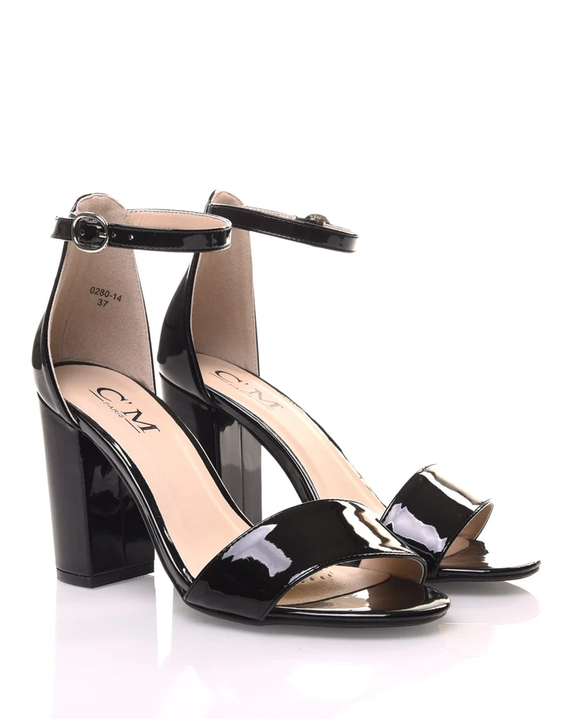 Sandales noires cirées à talons
