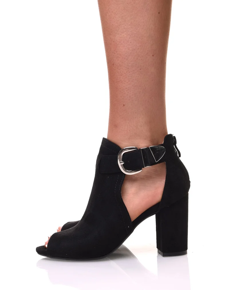 Sandales à talons en suédine noires