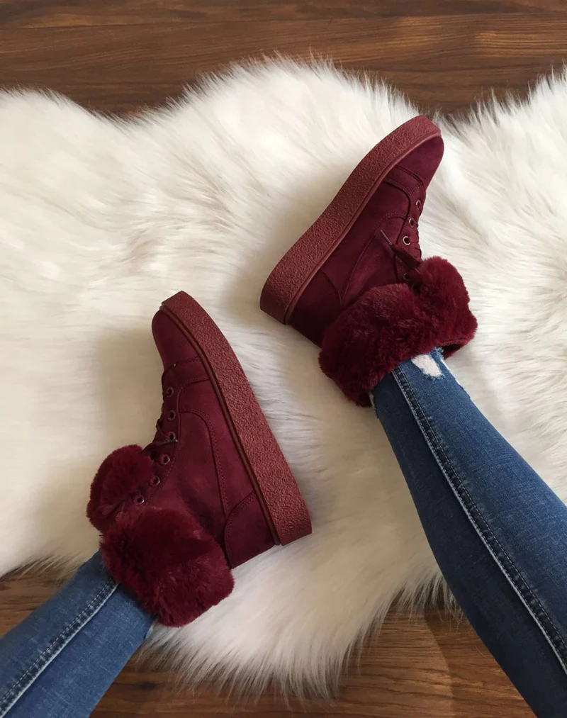 Chaussures bordeaux montantes fourrées